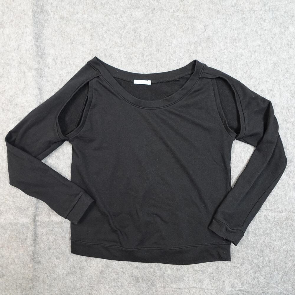 Piper‎ Project Top Womens Medium Cold Shoulder Long Sleeve Knit Black Pullover